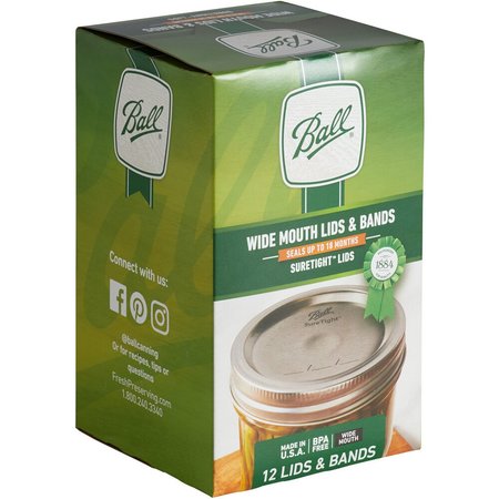 BALL Wide Mouth Canning Lids and Bands , 12PK 40000ZFP